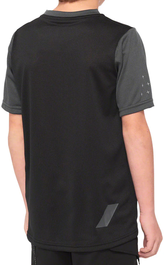 100% Ridecamp Jersey - Black/Charcoal Short Sleeve Youth Small - Image 2