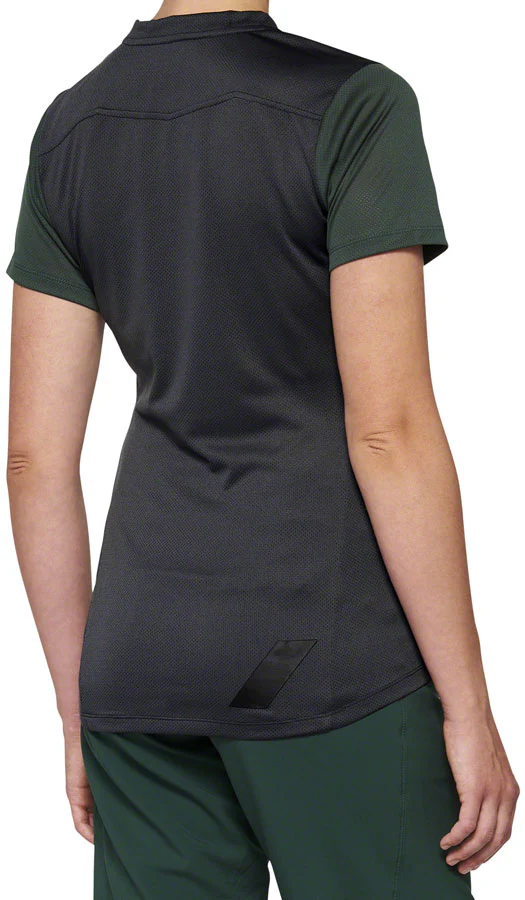 100% Ridecamp Jersey - Charcoal/Green Short Sleeve Womens Small - Image 2