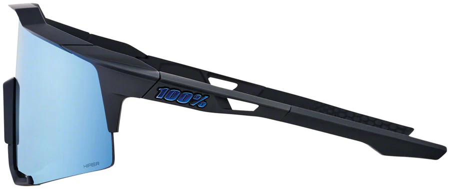 100% Speedcraft Sunglasses - Matte Black HiPER Blue Multilayer Mirror Lens - Image 3