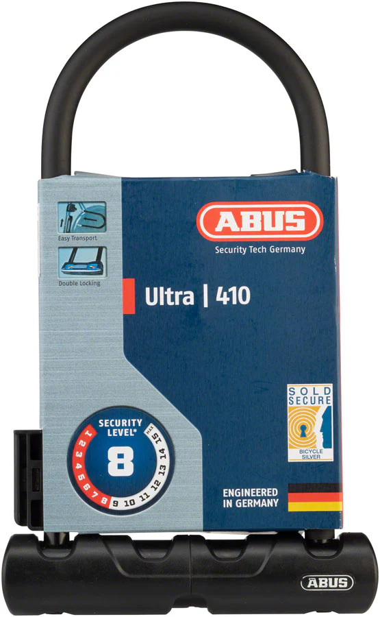 Abus Ultra 410 U-Lock - 3.9 x 9" Keyed Black Includes bracket - Image 2
