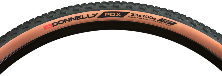 Donnelly Sports PDX Tire - 700 x 33 Tubeless Folding Black/Tan - Image 2