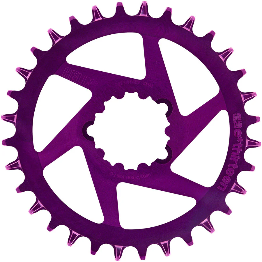 e*thirteen Helix R Guidering - 32t 11/12-Speed 3mm Offset SRAM 3-Bolt DM Eggplant - Image 2