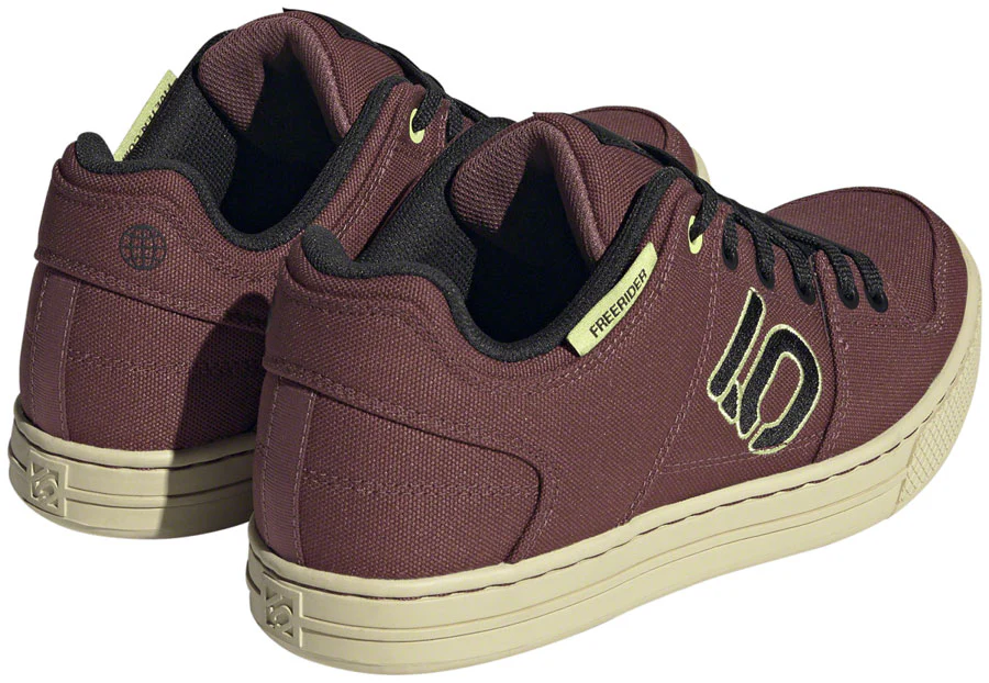 Five Ten Freerider Canvas Flat Shoes - Womens Quiet Crimson/Core Pulse Lime 10 - Image 2