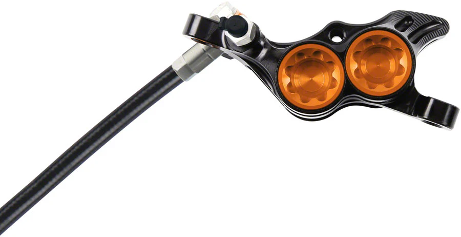 Hope Tech 4 E4 Disc Brake and Lever Set - Rear Hydraulic Post Mount Orange - Image 3