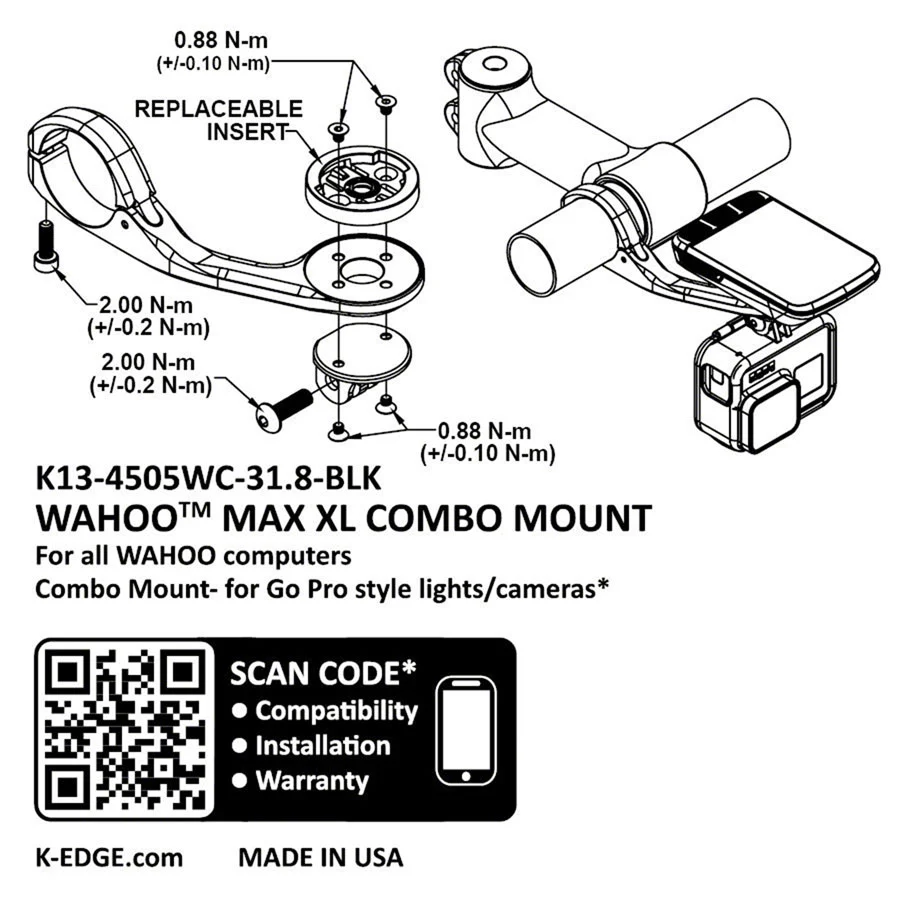 K-EDGE Wahoo Max XL Combo Mount -31.8 Black - Image 2