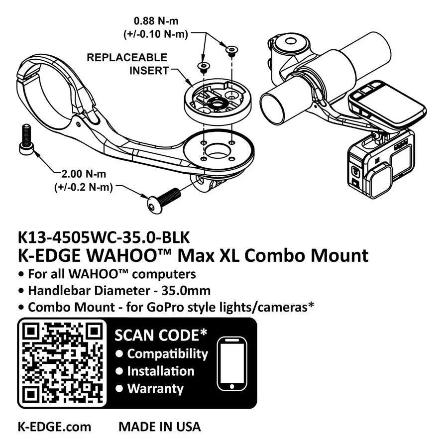 K-EDGE Wahoo MAX XL Combo Mount - 35.0mm Black Anodize - Image 4