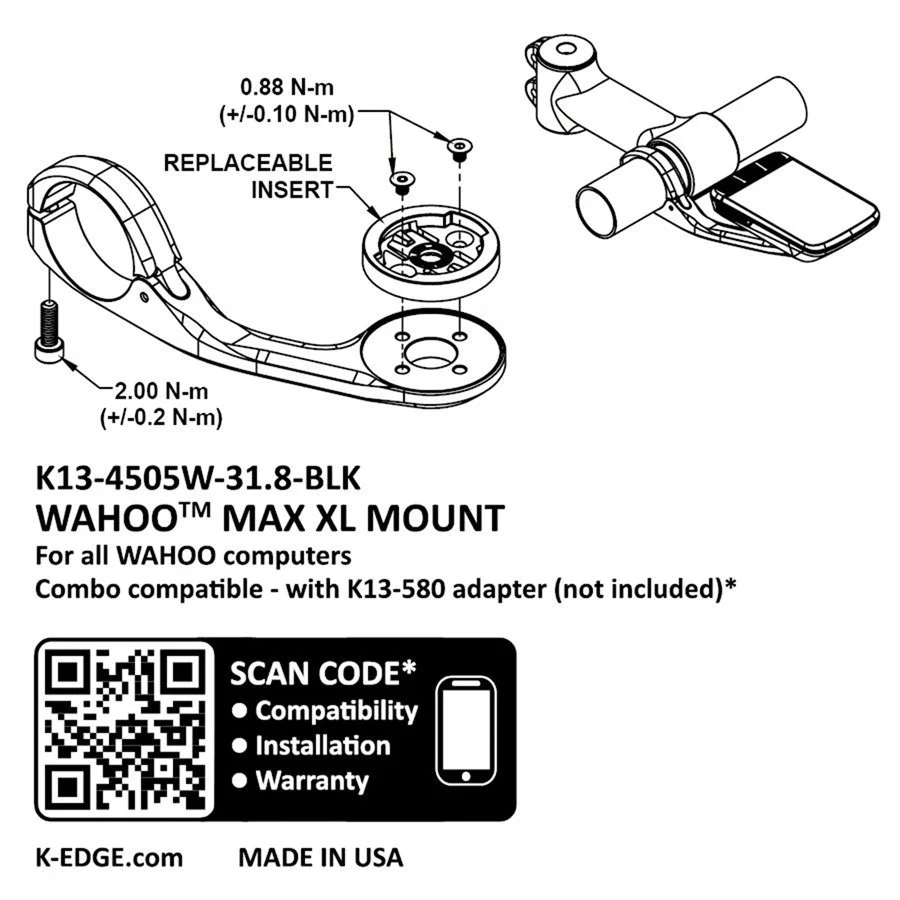 K-EDGE Wahoo Max XL Mount - 31.8 Black - Image 2