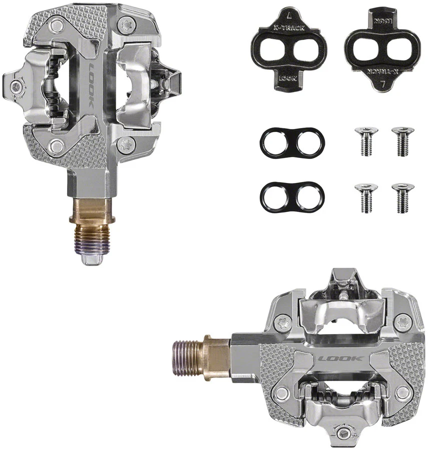 LOOK X-TRACK Single Power Pedals - Dual Sided Clipless Chromoly  9/16" Silver - Image 4