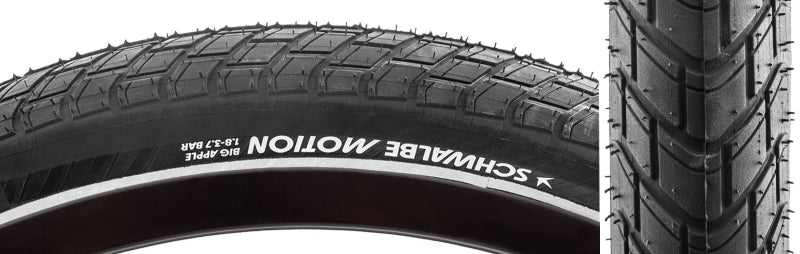 Schwalbe Motion Big Apple Hybrid Tire 24''x2.00 Wire Clincher Addix Green RaceGuard Reflex 67TPI Black