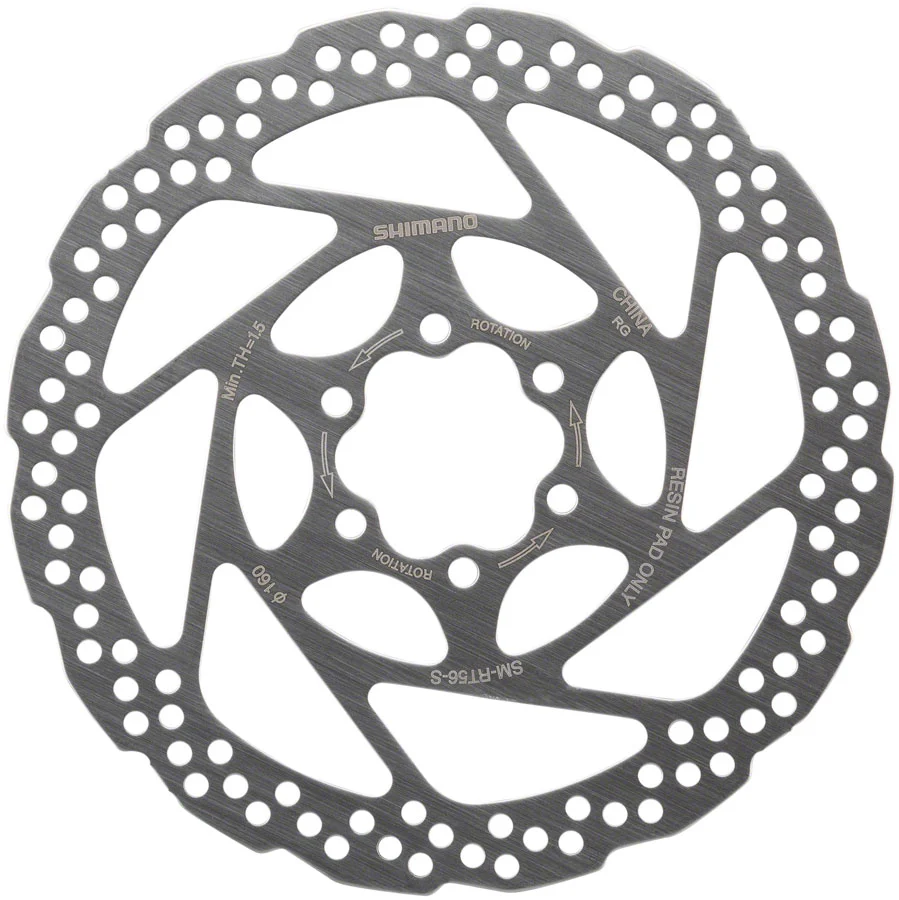 Shimano Deore SM-RT56-S Disc Brake Rotor - 160mm 6-Bolt For Resin Pads Only Silver - Image 2