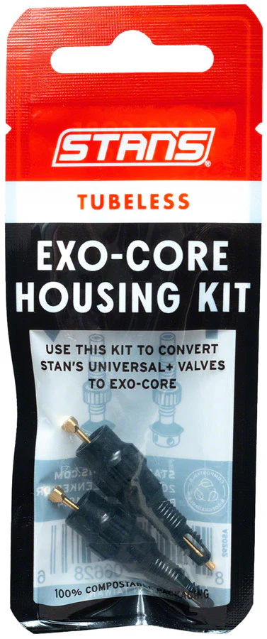Stans Tubeless Exo-Core Valve Stem Housing Kit - Alloy BLK Fits Universal+ Valves Pair - Image 2