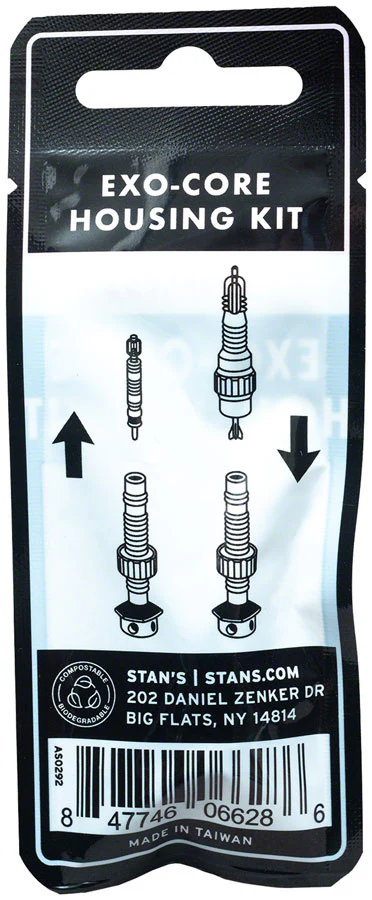 Stans Tubeless Exo-Core Valve Stem Housing Kit - Alloy BLK Fits Universal+ Valves Pair - Image 3