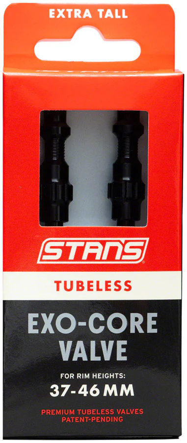 Stans Tubeless Exo-Core Valve Stems - Alloy Extra Tall Black Pair - Image 3