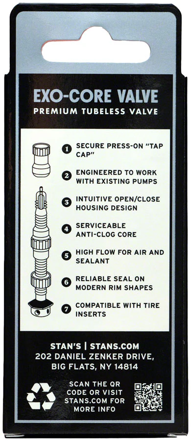 Stans Tubeless Exo-Core Valve Stems - Alloy Extra Tall Black Pair - Image 4