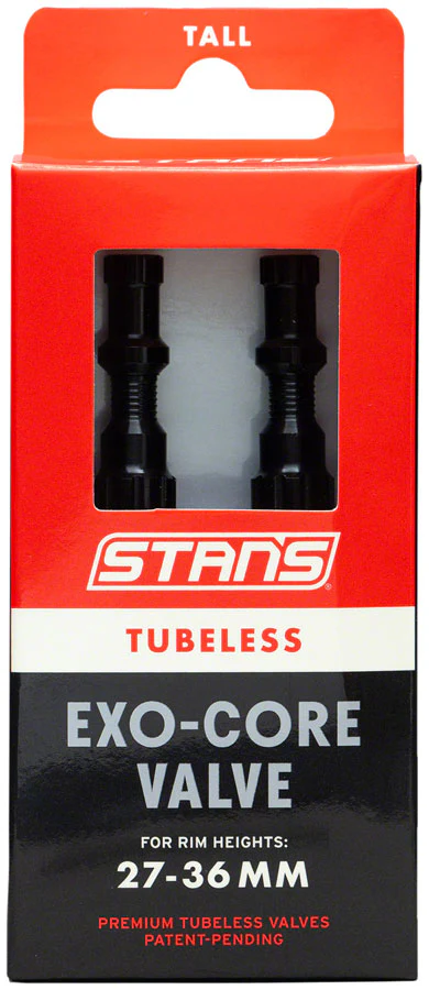 Stans Tubeless Exo-Core Valve Stems - Alloy Tall Black Pair - Image 3