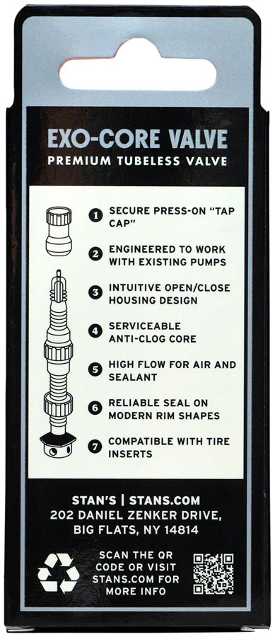 Stans Tubeless Exo-Core Valve Stems - Alloy Tall Black Pair - Image 4