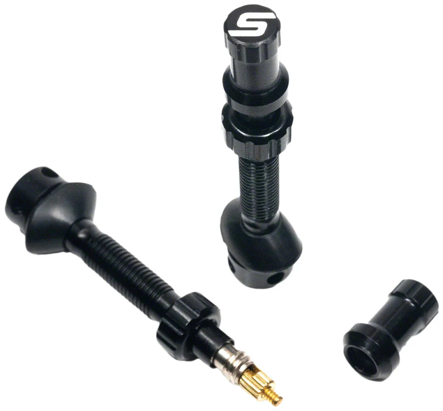 Stans Tubeless Universal+ Valve Stems - Alloy Medium Black Pair - Image 2