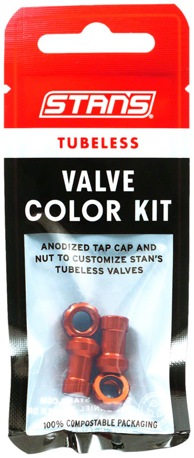 Stans Tubeless Valve Stem Cap Color Kit - Orange Pair - Image 3