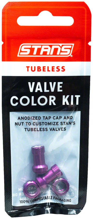 Stans Tubeless Valve Stem Cap Color Kit - Purple Pair - Image 3