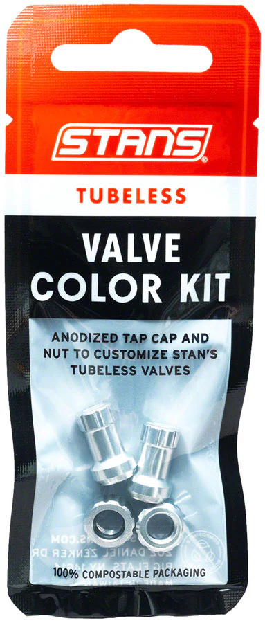 Stans Tubeless Valve Stem Cap Color Kit - Silver Pair - Image 2