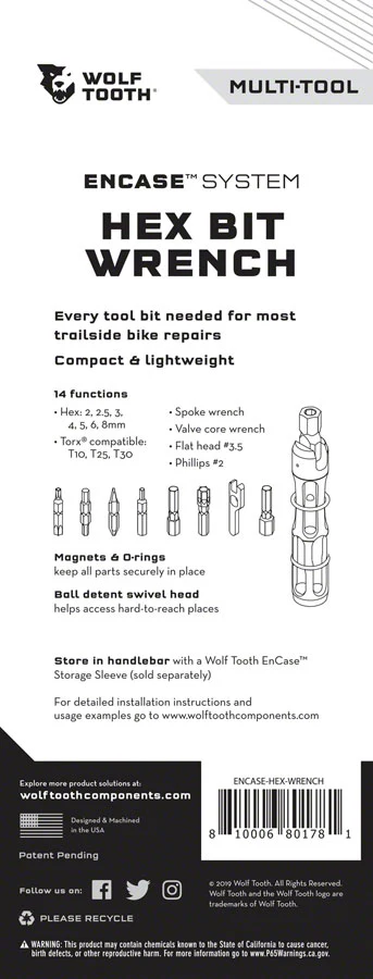 Wolf Tooth EnCase System Hex Bit Wrench Multi Tool - Image 3